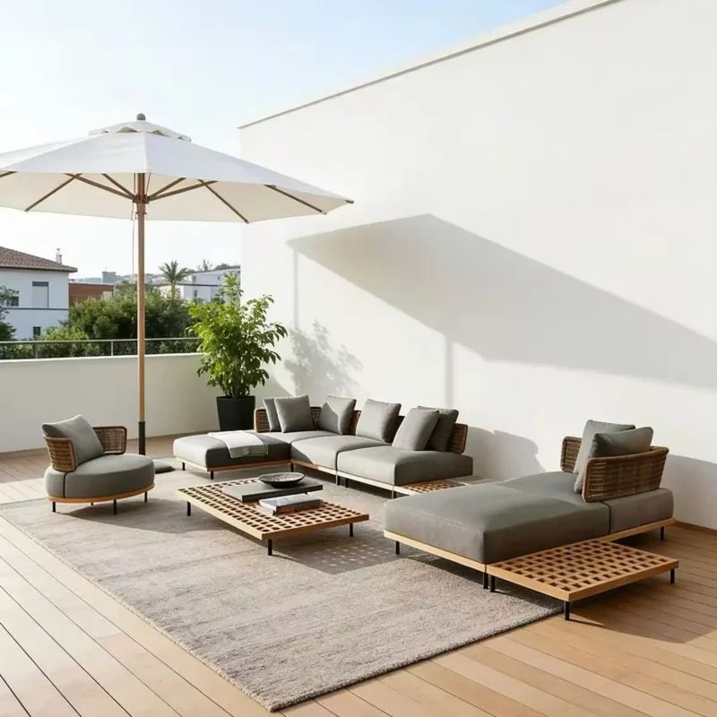 Modern Outdoor Rattan Sofa Set