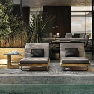 Double outdoor sun lounger