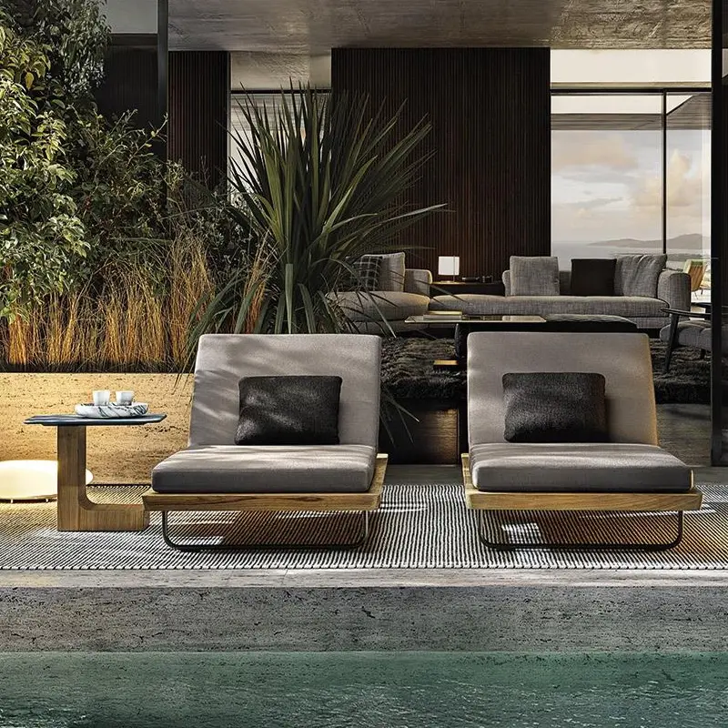 Double outdoor sun lounger