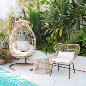 Outdoor Wicker Hanging Egg Chair-main image 1 Outdoor wicker hanging egg chair with cushion