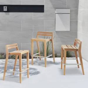 Modern Outdoor Teak Bar Chair Teak outdoor bar chair with matching high table