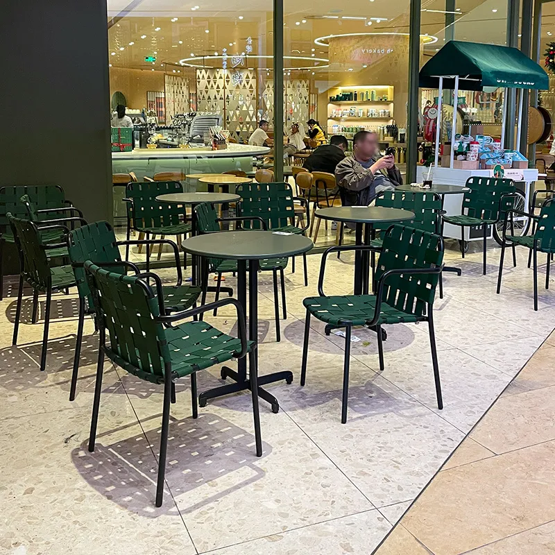Outdoor dining table and chairs in a café