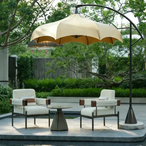 Main image 1 Outdoor cantilever patio umbrella with lounge chairs
