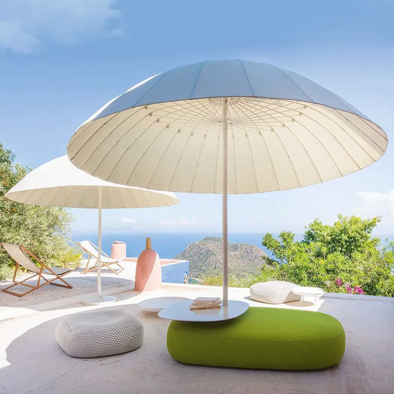 Outdoor Patio Umbrella Outdoor patio umbrella in a coastal lounge area