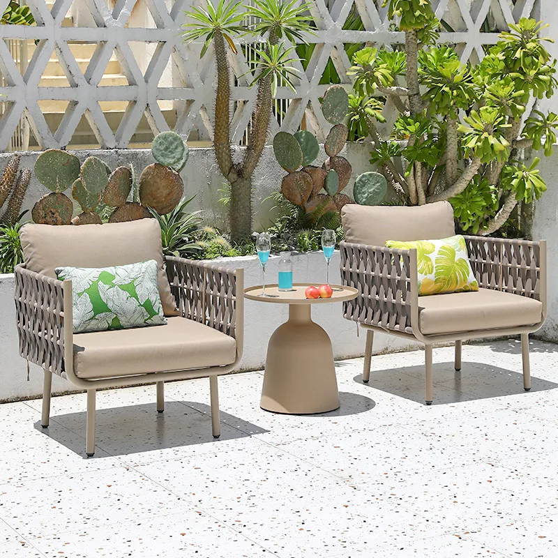 Outdoor Side Table with Lounge Chairs Outdoor aluminum side table with lounge chairs
