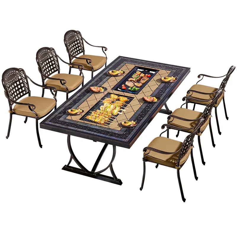 Main image 6 Outdoor cast aluminum BBQ table and chair set