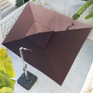 Dark Brown Square Roman Umbrella Canopy Top View