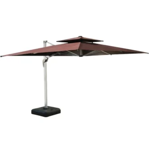 Dark Brown Square Roman Patio Umbrella with Base