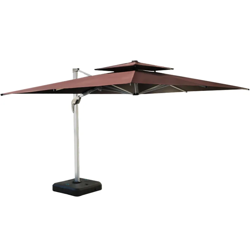Dark Brown Square Roman Patio Umbrella with Base